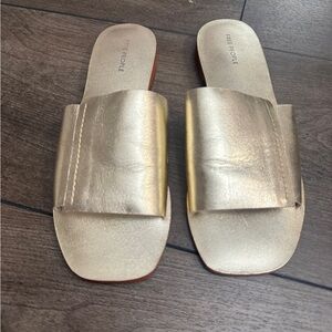 Free People Metallic Gold Slide Sandals